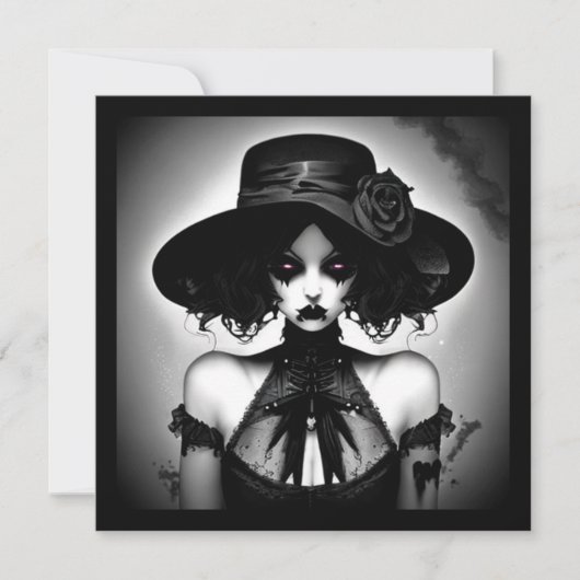 griezelig gotisch meisje halloween kaart (Voorkant)