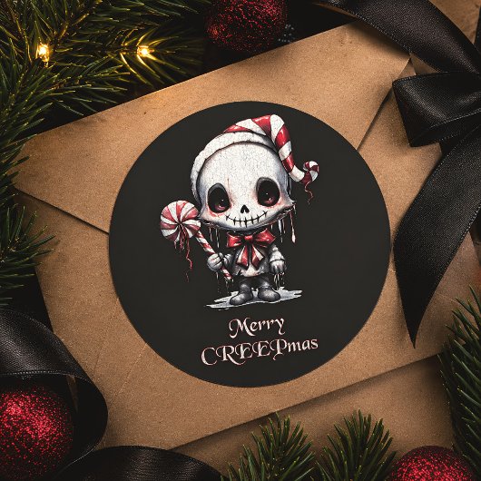 Griezelig Gotisch Prettig Kerstfeest Ronde Sticker