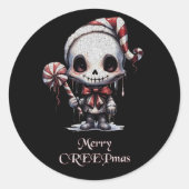 Griezelig Gotisch Prettig Kerstfeest Ronde Sticker (Voorkant)