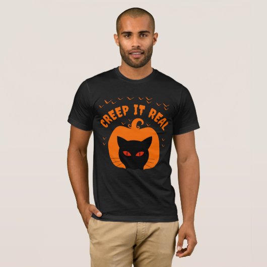 GRIEZELIG GRAPPIGE KAT HALLOWEEN T-SHIRT (Voorkant volledig)