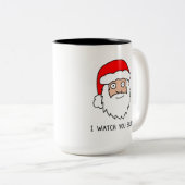 Griezelig grappige kerstman tweekleurige koffiemok (Voorkant rechts)