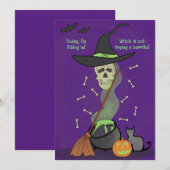 Griezelig grappige schedelkat pompoen Halloween ka Feestdagenkaart (Voorkant / Achterkant)