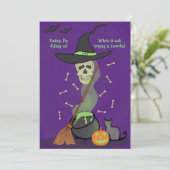 Griezelig grappige schedelkat pompoen Halloween ka Feestdagenkaart (Staand voorkant)