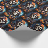 Griezelig Grinning Skelet Horror Theme Cadeaupapier (Hoek)