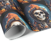 Griezelig Grinning Skelet Horror Theme Cadeaupapier (Rol Hoek)