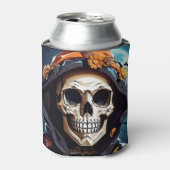 Griezelig Grinning Skeleton Halloween Blikjeskoeler (Blikje Voorkant)