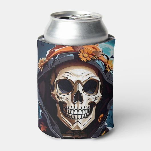 Griezelig Grinning Skeleton Halloween Blikjeskoeler (Blikje Voorkant)