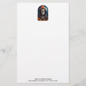 Griezelig Grinning Skeleton Halloween Briefpapier (Voorkant)