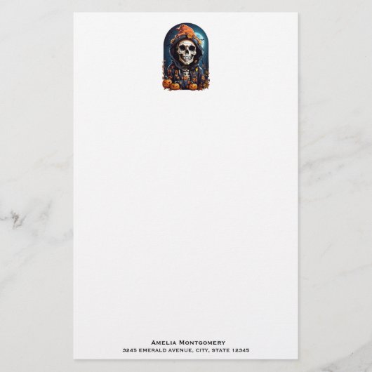 Griezelig Grinning Skeleton Halloween Briefpapier (Voorkant)