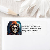 Griezelig Grinning Skeleton Halloween Etiket (Insitu)