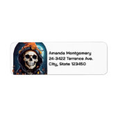 Griezelig Grinning Skeleton Halloween Etiket (Voorkant)
