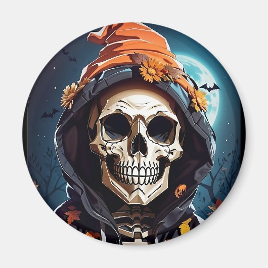 Griezelig Grinning Skeleton Halloween Magneet (Voorkant)
