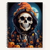 Griezelig Grinning Skeleton Halloween Notitieboek (Voorkant)
