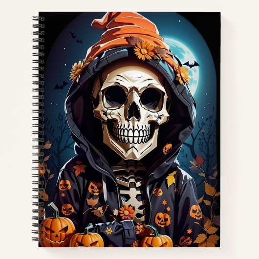 Griezelig Grinning Skeleton Halloween Notitieboek (Voorkant)