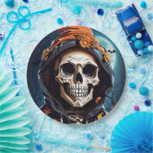 Griezelig Grinning Skeleton Halloween Papieren Bordje (Feest)