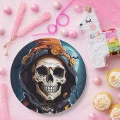 Griezelig Grinning Skeleton Halloween Papieren Bordje (Feest)