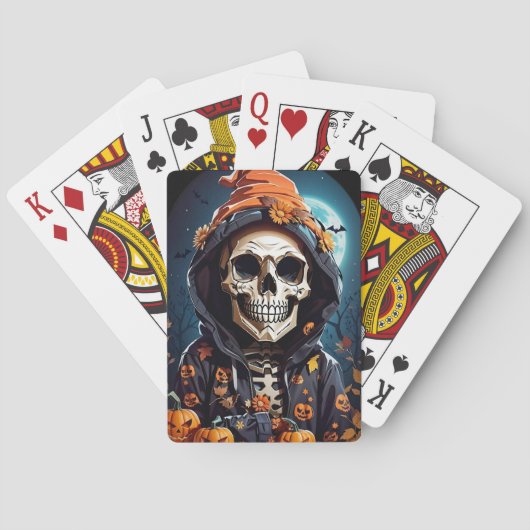 Griezelig Grinning Skeleton Halloween Pokerkaarten (Achterkant)