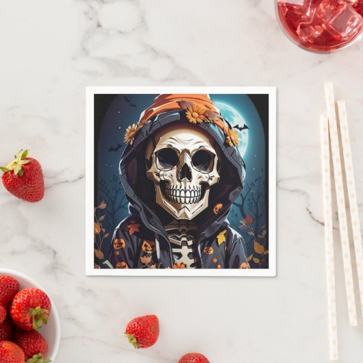 Griezelig Grinning Skeleton Halloween Servet (Insitu)