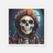 Griezelig Grinning Skeleton Halloween Servet (Voorkant)