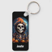 Griezelig Grinning Skeleton Halloween Sleutelhanger (Achterkant)