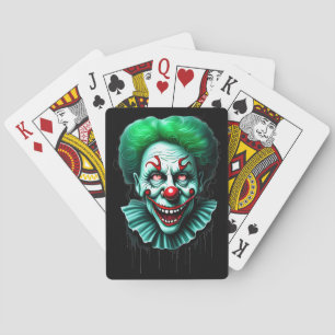 Griezelig groen haar clown pokerkaarten