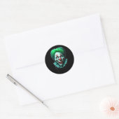 Griezelig groen haar clown ronde sticker (Envelop)
