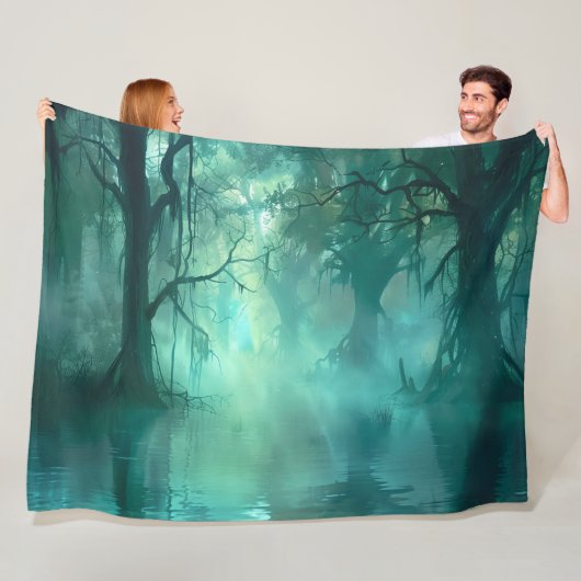 griezelig groen moeras fleece deken (In situ)