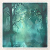 griezelig groen moeras glazen onderzetter (Voorkant)