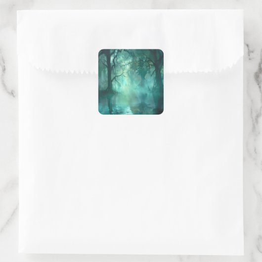 griezelig groen moeras vierkante sticker (Tas)