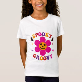 Griezelig Groovy Roze Bloem Halloween  T-shirt