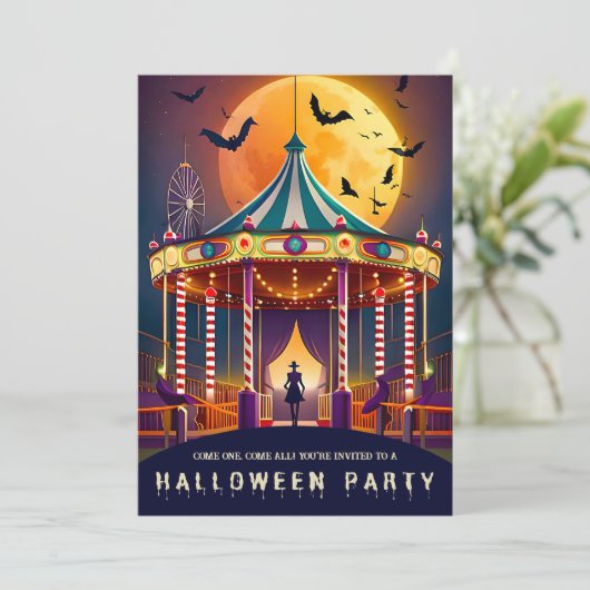 Griezelig Halloween Carnaval Circus Kaart (Staand voorkant)