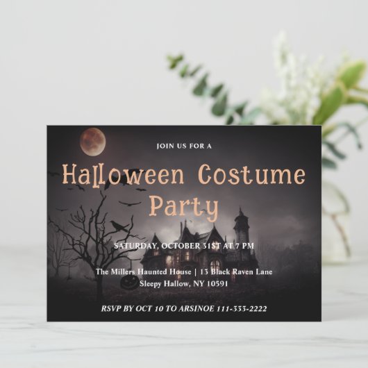 Griezelig Halloween-feest uitnodiging (Staand voorkant)