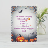 Griezelig Halloween-feest Uitnodiging 🎃 Leuk & Ak (Staand voorkant)