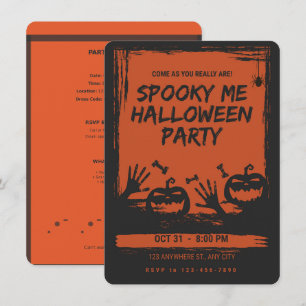 Griezelig Halloween-feest Uitnodiging Oranje Zwart