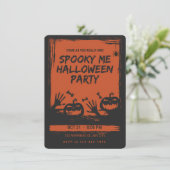 Griezelig Halloween-feest Uitnodiging Oranje Zwart (Staand voorkant)