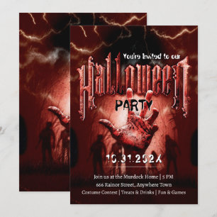 Griezelig Halloween-feest Zombies Rood Angstaanjag Kaart