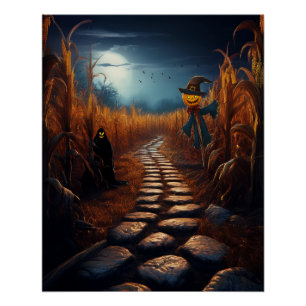 Griezelig Halloween Gehekst Maisveld Perfect Poster