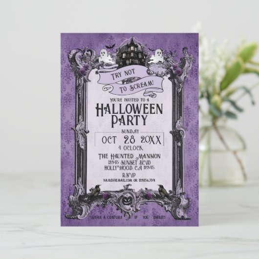 Griezelig Halloween Huisfeest Kaart (Staand voorkant)