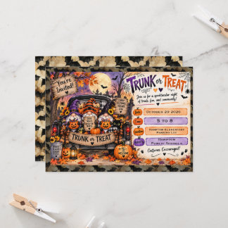 Griezelig Halloween Kabouters Trunk or Treat Feest Kaart
