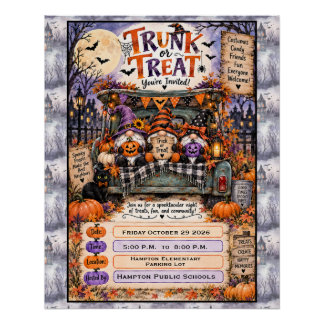 Griezelig Halloween Kabouters Trunk or Treat Feest Perfect Poster