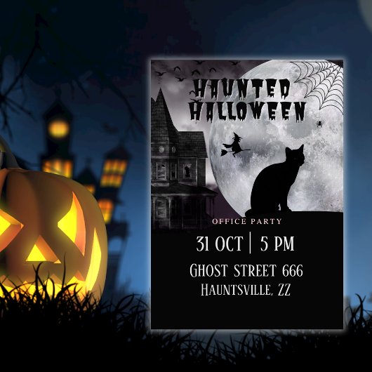 Griezelig Halloween Kantoorfeest Zwarte Kat Kaart