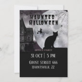 Griezelig Halloween Kantoorfeest Zwarte Kat Kaart (Voorkant)