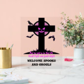 Griezelig Halloween kerkhofkruis Acryl Bord (Huwelijk)