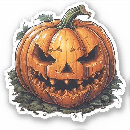 Griezelig Halloween Koel Sinaasappel Pompoen Gezic Sticker (Voorkant)