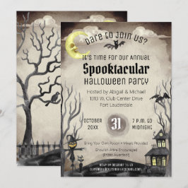 Griezelig Halloween Kostuum Party Spooky Sepia Ton Kaart