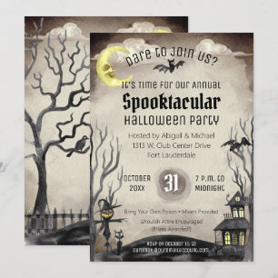 Griezelig Halloween Kostuum Party Spooky Sepia Ton Kaart