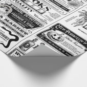 griezelig halloween krant antiek wit cadeaupapier (Hoek)