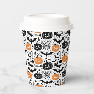 Griezelig Halloween Naadloos Patroon Papieren Bekers