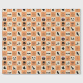 Griezelig Halloween Patchwork Patroon Cadeaupapier (Vlak)