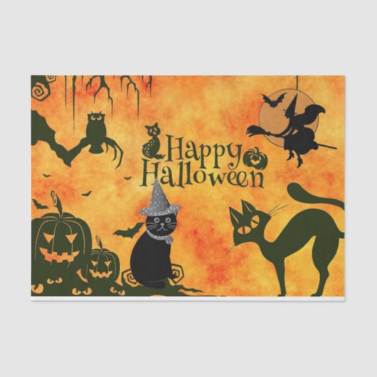 Griezelig Halloween Patroon Decoupage Tissuepapier (Voorkant)